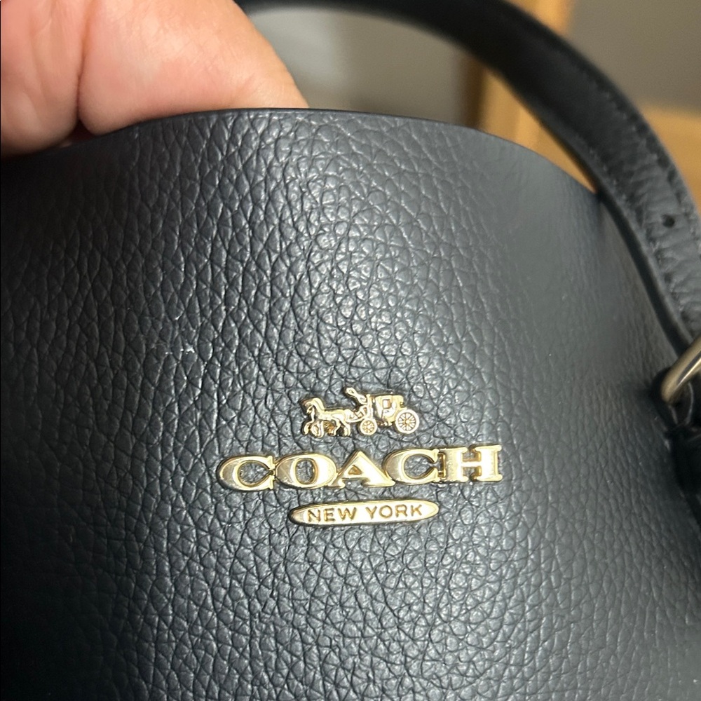 Coach Black Leather Tote with Red Interior and Gold Hardware - Picture 9 of 10